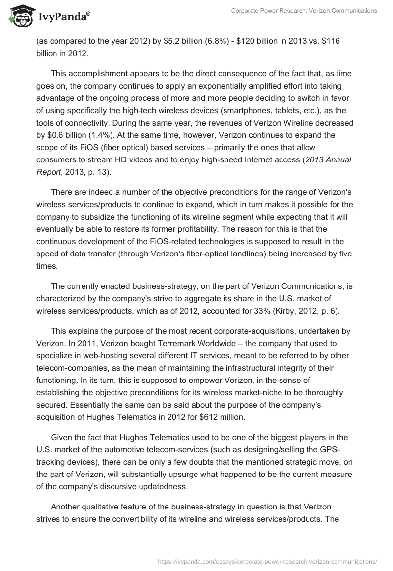 Corporate Power Research: Verizon Communications. Page 3
