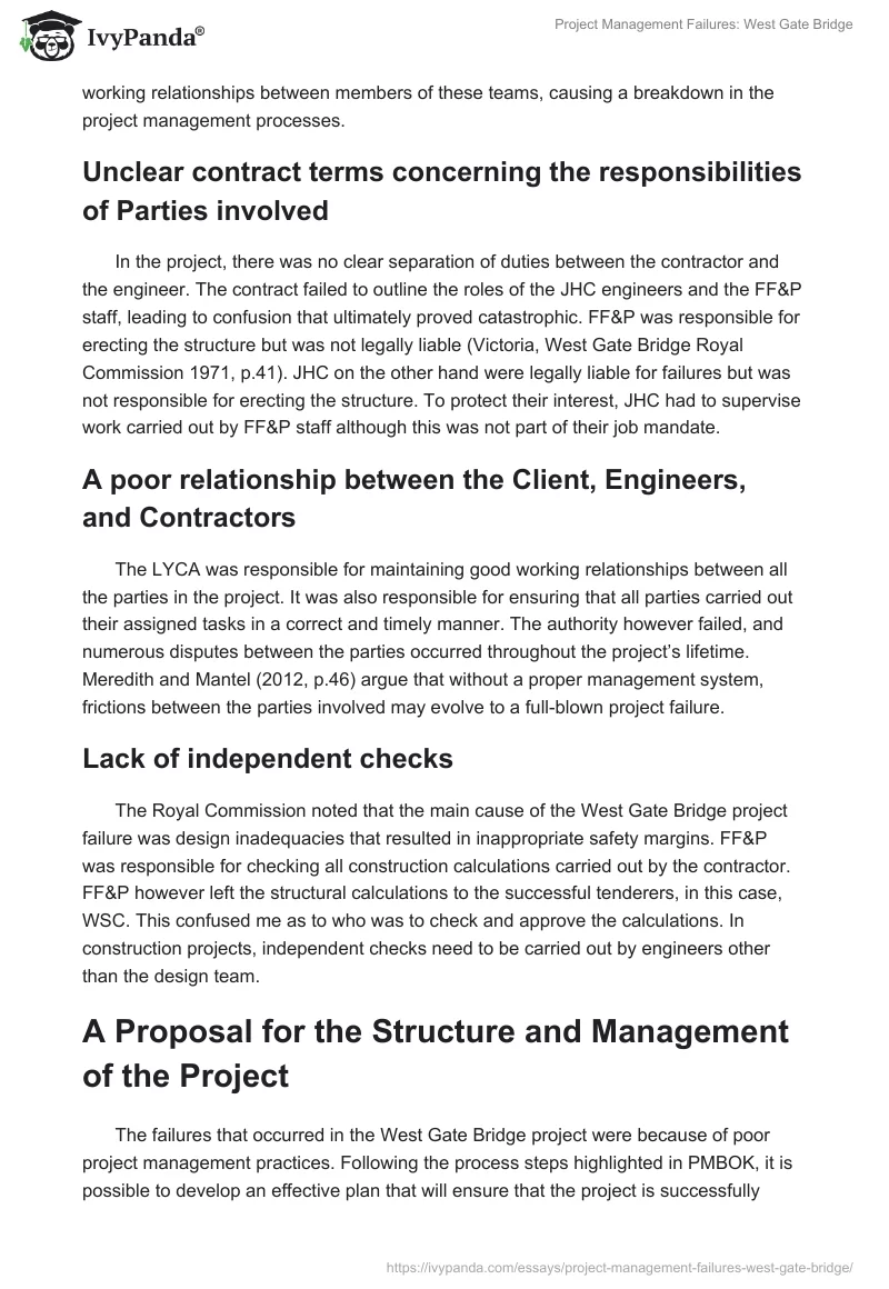 Project Management Failures: West Gate Bridge. Page 2