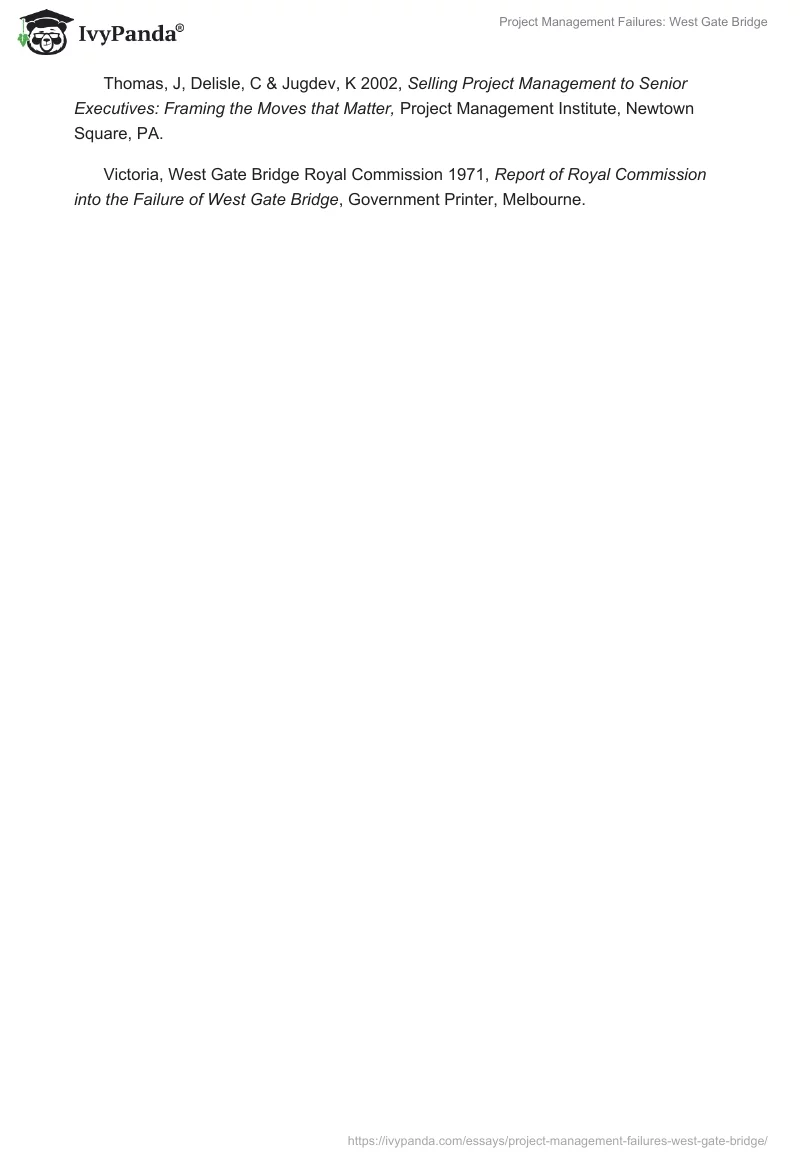 Project Management Failures: West Gate Bridge. Page 5