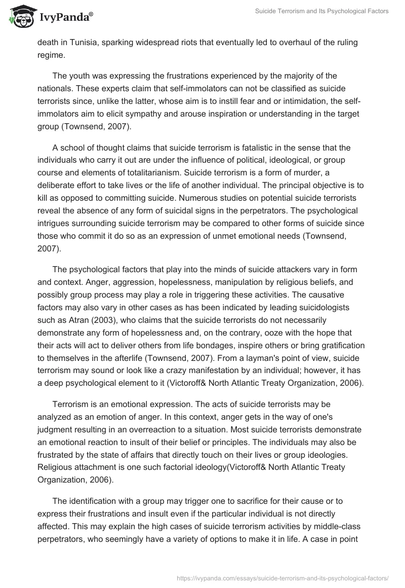 Suicide Terrorism and Its Psychological Factors. Page 2