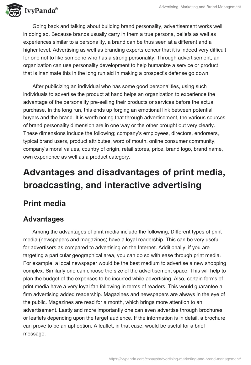 Advertising, Marketing and Brand Management. Page 4