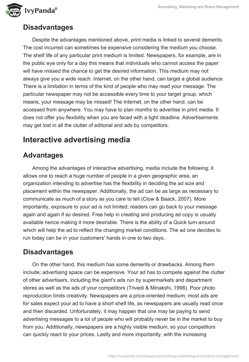 Advertising, Marketing and Brand Management. Page 5