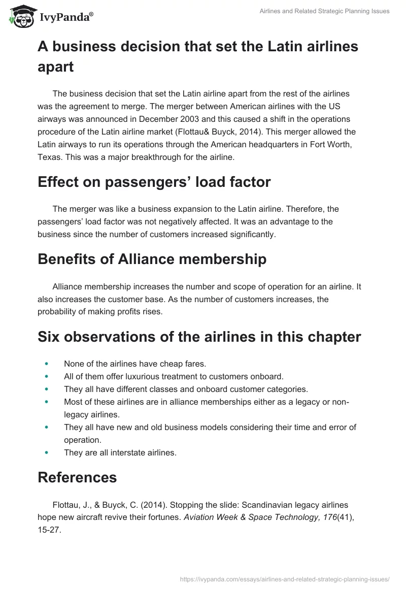 Airlines and Related Strategic Planning Issues. Page 2