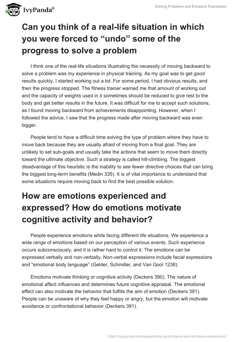 Solving Problems and Emotions Expression. Page 2