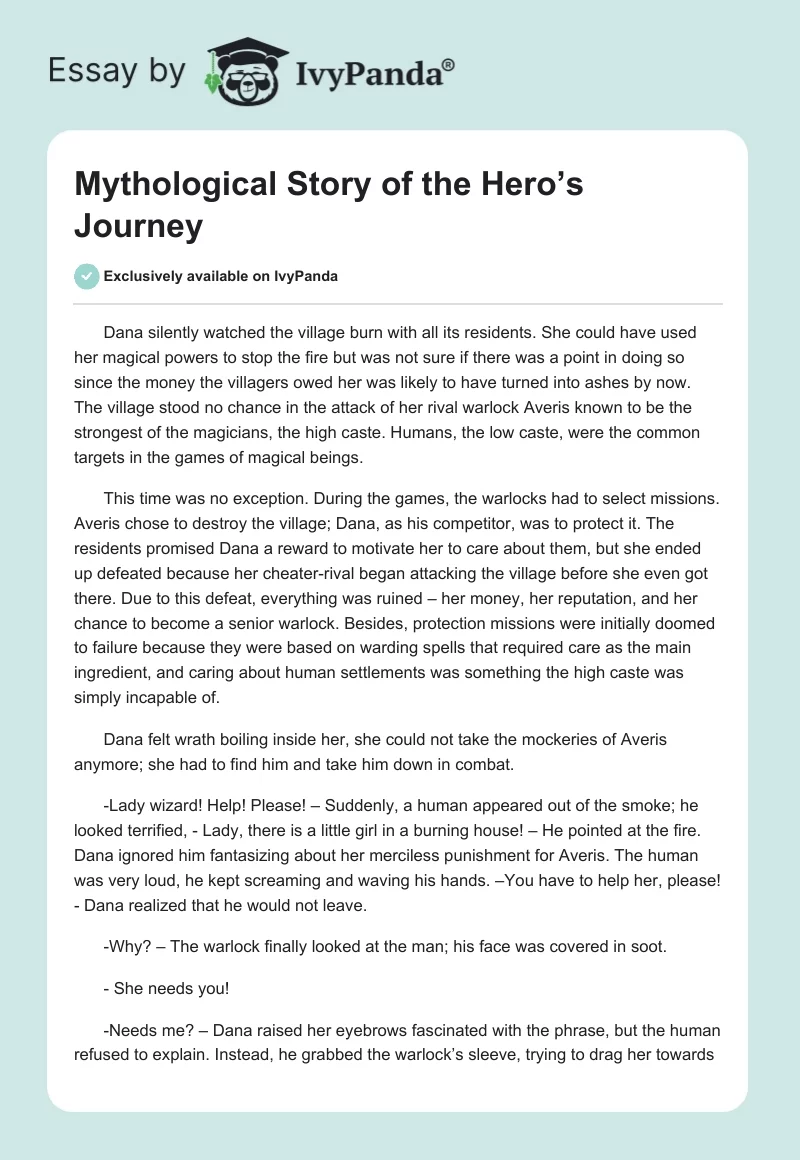 Mythological Story of the Hero’s Journey. Page 1