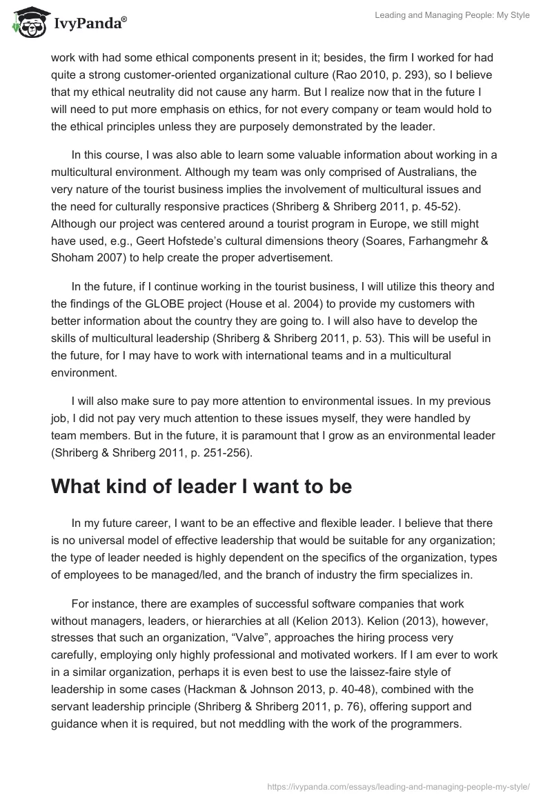 Leading and Managing People: My Style. Page 3
