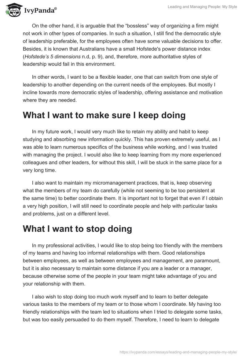 Leading and Managing People: My Style. Page 4