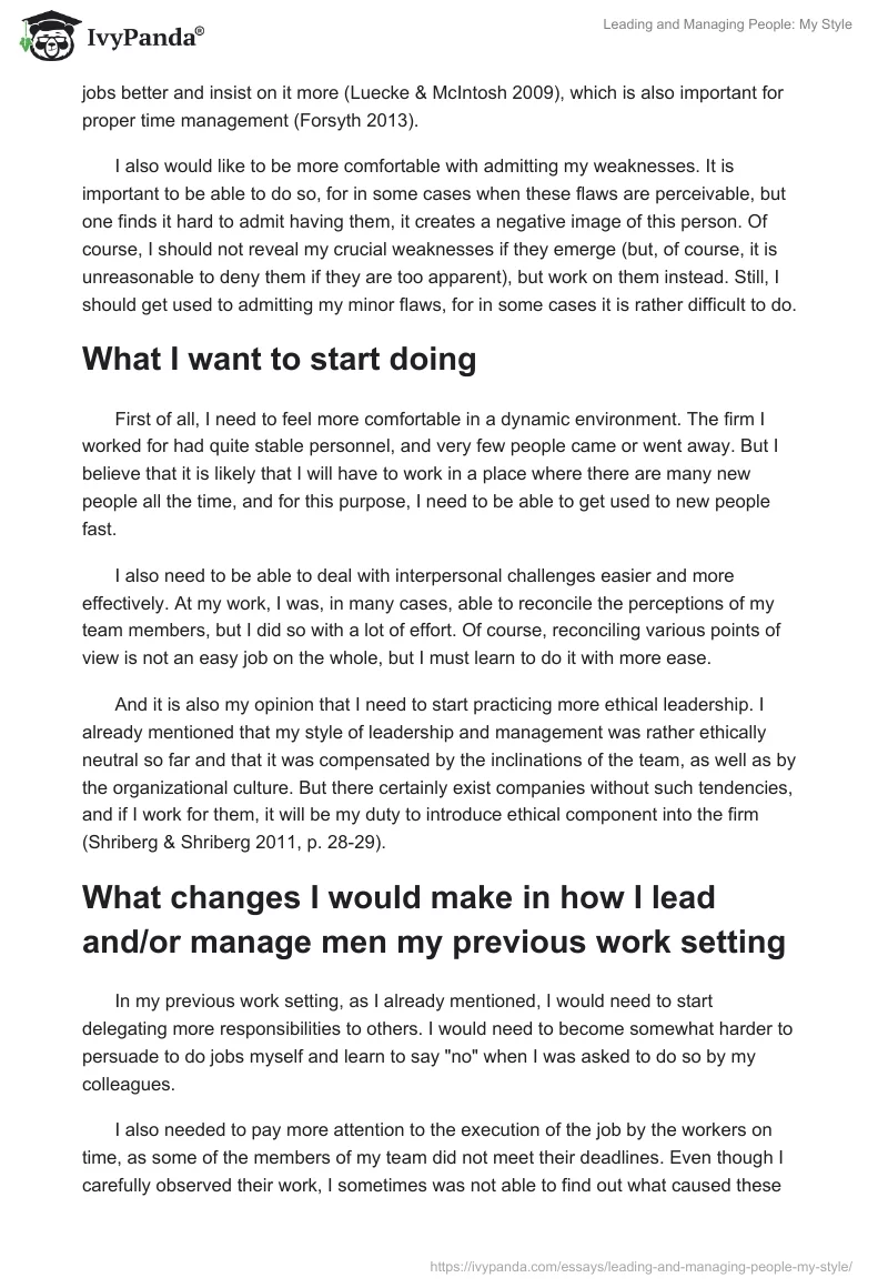 Leading and Managing People: My Style. Page 5