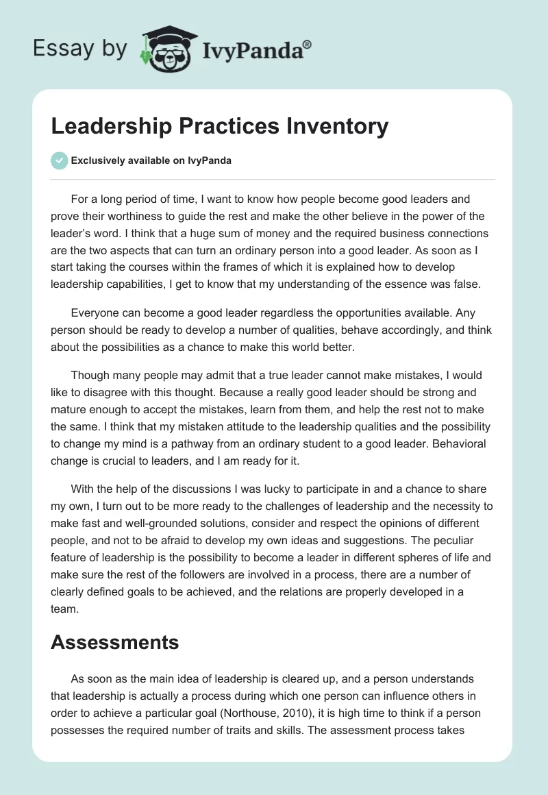 Leadership Practices Inventory. Page 1
