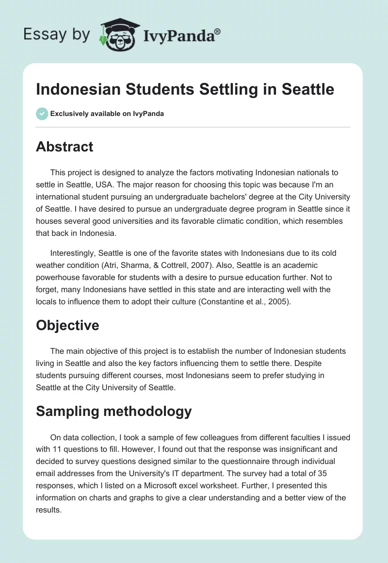Indonesian Students Settling in Seattle. Page 1