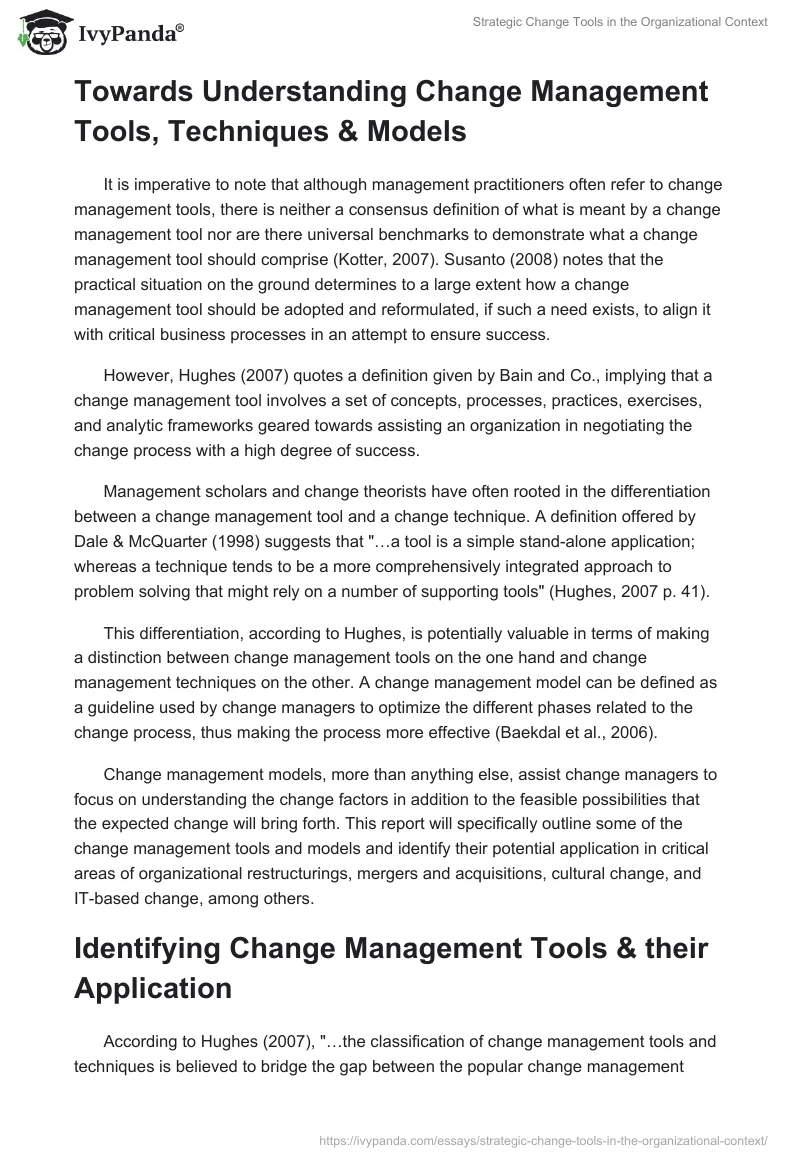 Strategic Change Tools in the Organizational Context. Page 2