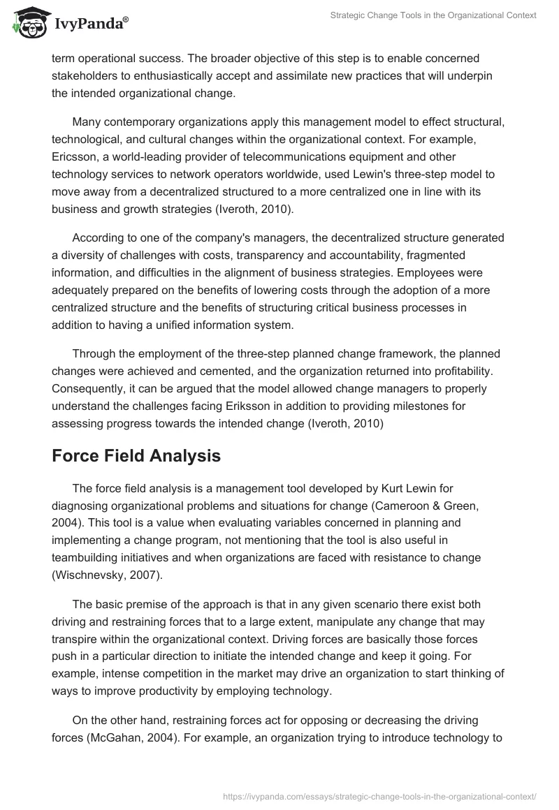 Strategic Change Tools in the Organizational Context. Page 4