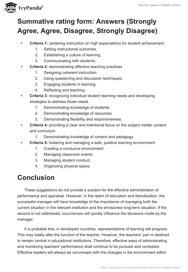 Teacher Career in Middle School. Page 4