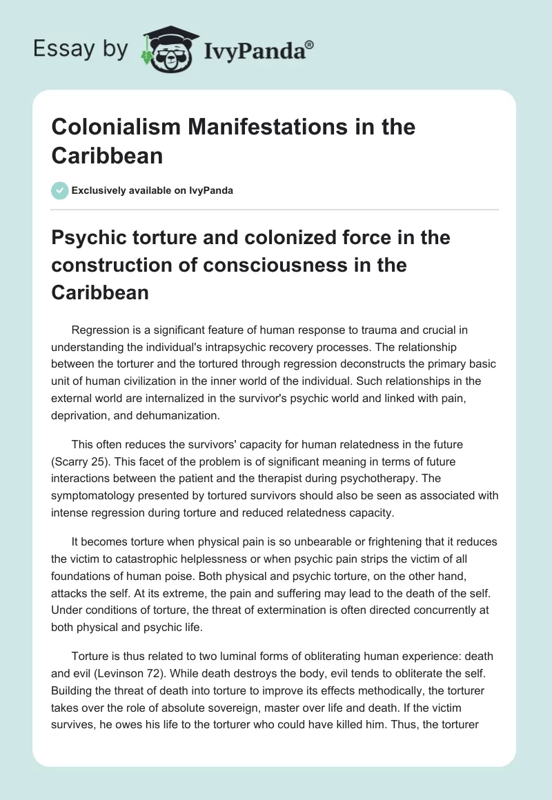 Colonialism Manifestations in the Caribbean. Page 1