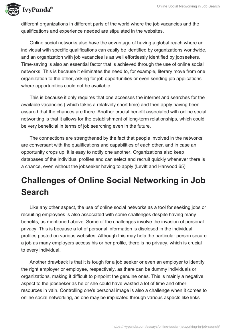 Online Social Networking in Job Search. Page 2