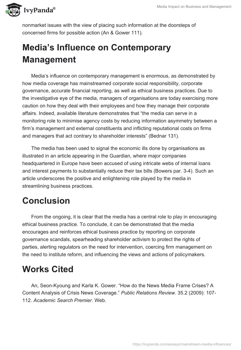 Media Impact on Business and Management. Page 2