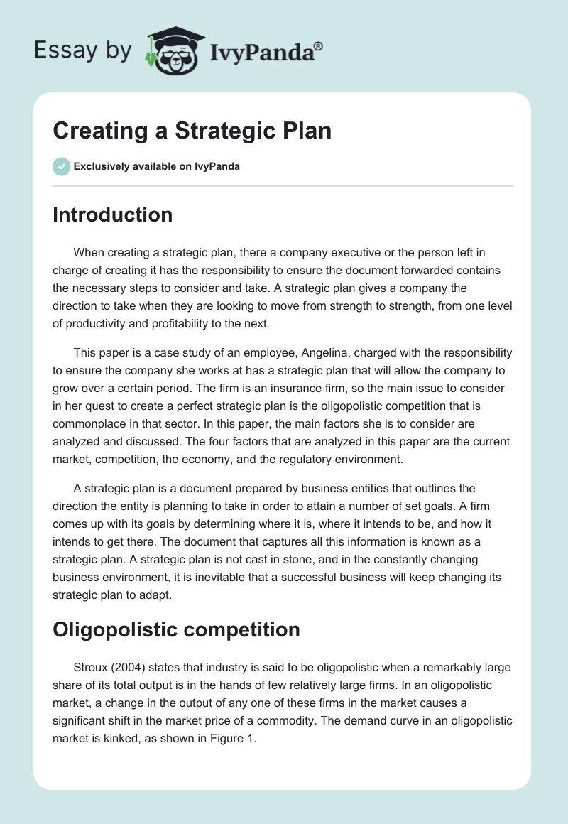 Creating a Strategic Plan. Page 1