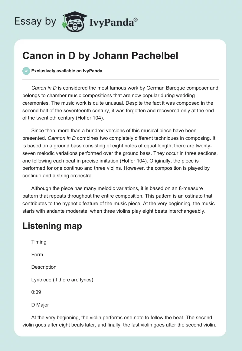 "Canon in D" by Johann Pachelbel. Page 1