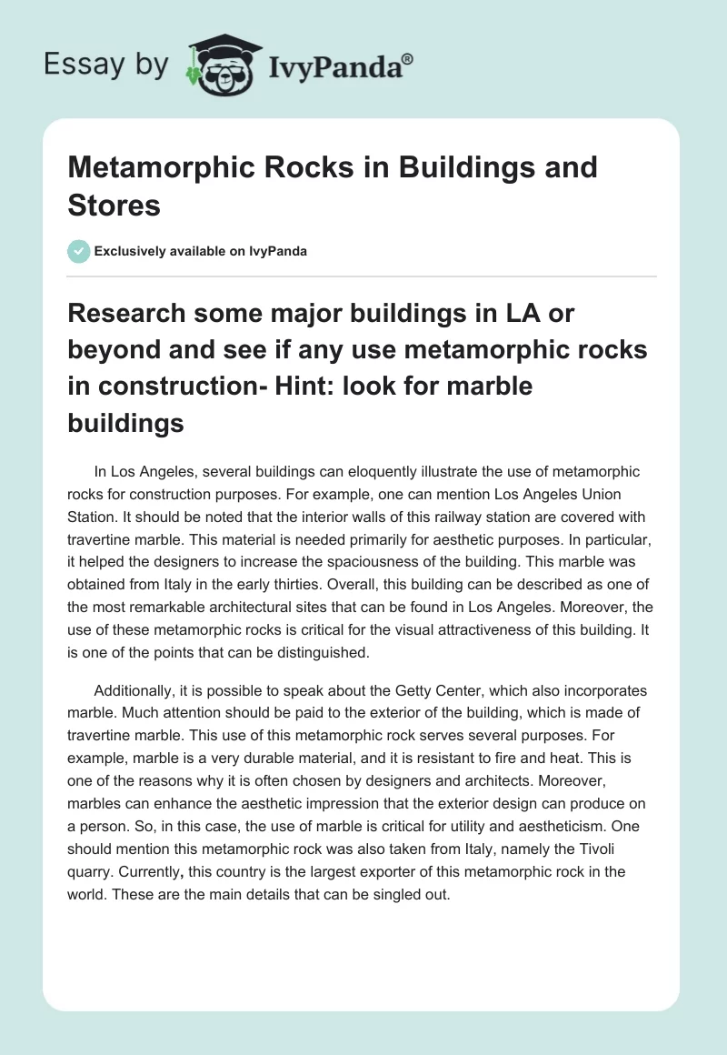 Metamorphic Rocks in Buildings and Stores. Page 1