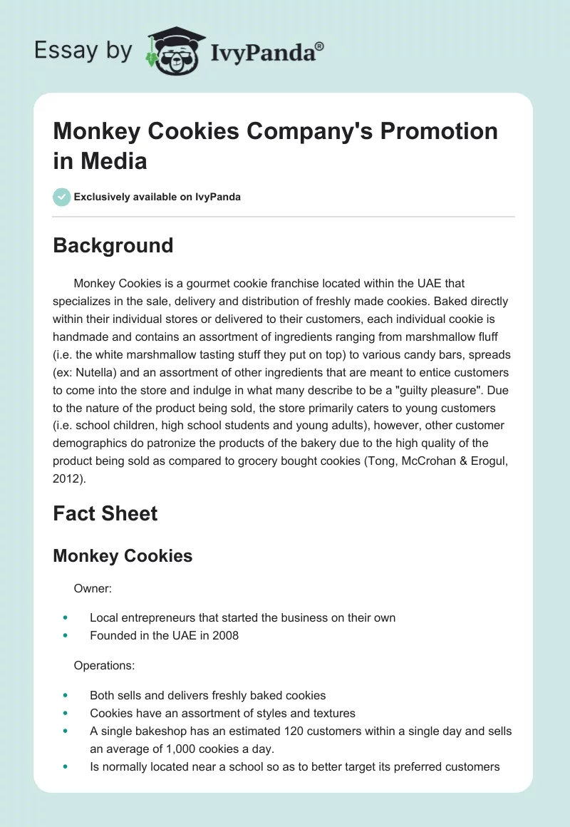 Monkey Cookies Company's Promotion in Media. Page 1