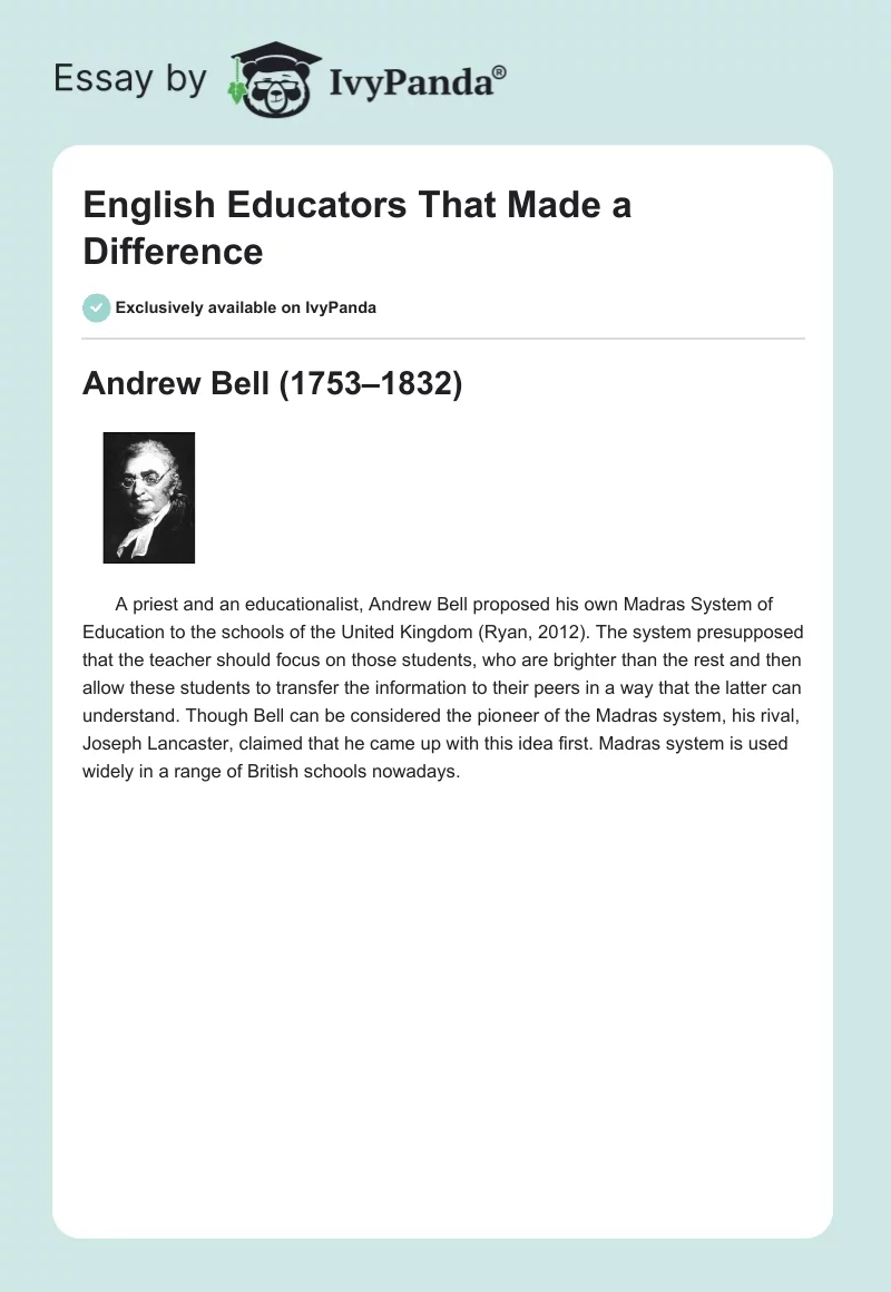 English Educators That Made a Difference. Page 1