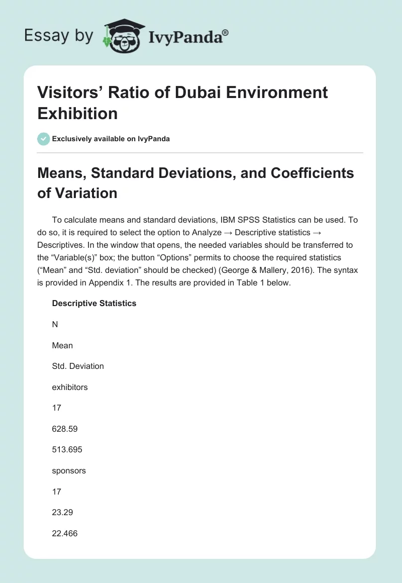 Visitors’ Ratio of Dubai Environment Exhibition. Page 1