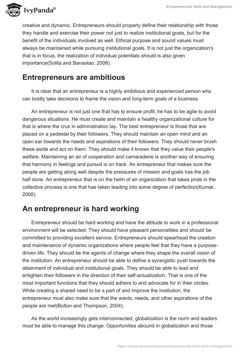 Entrepreneurial Skills and Management. Page 3