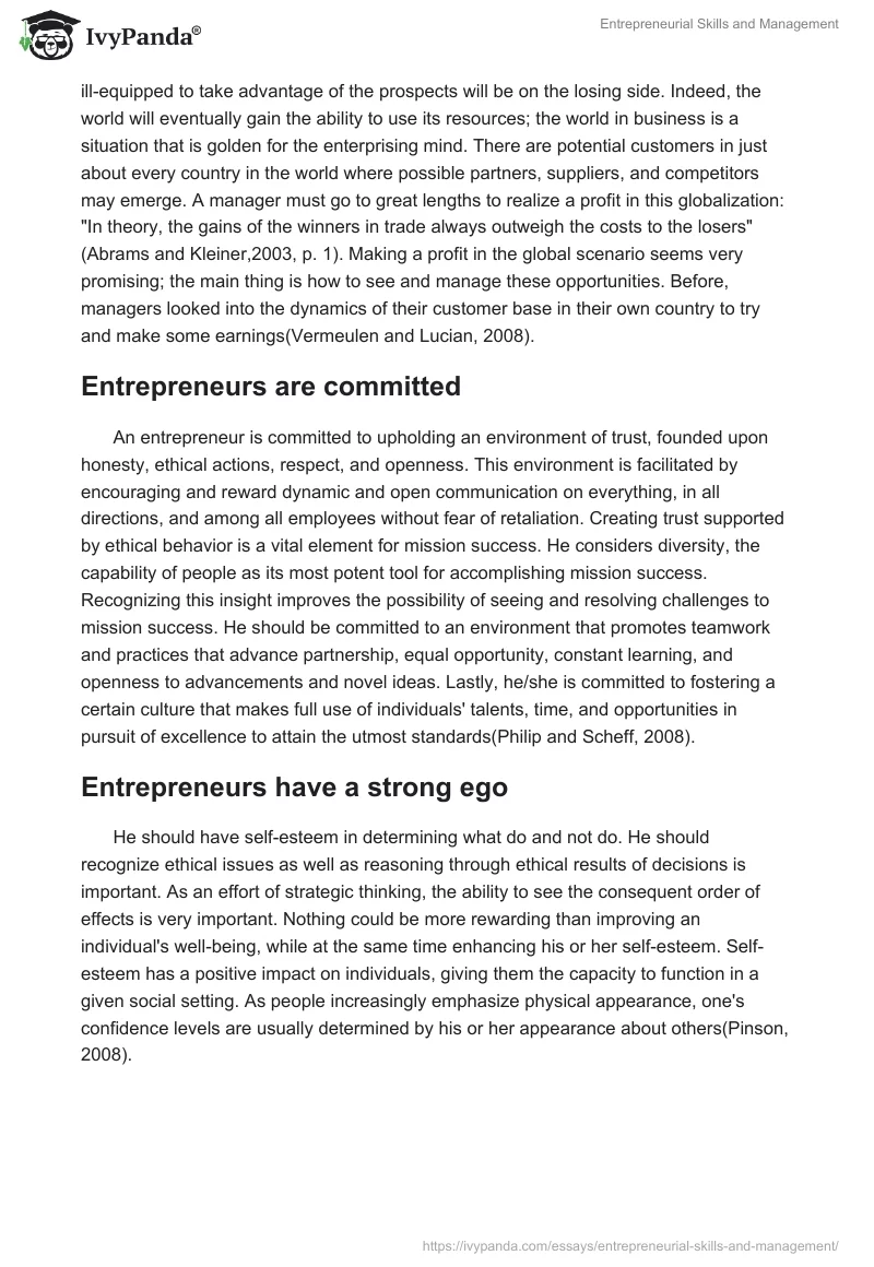 Entrepreneurial Skills and Management. Page 4