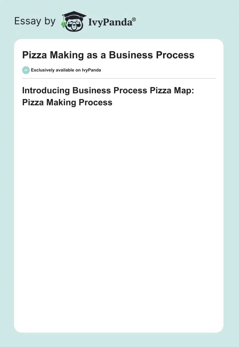 Pizza Making as a Business Process. Page 1