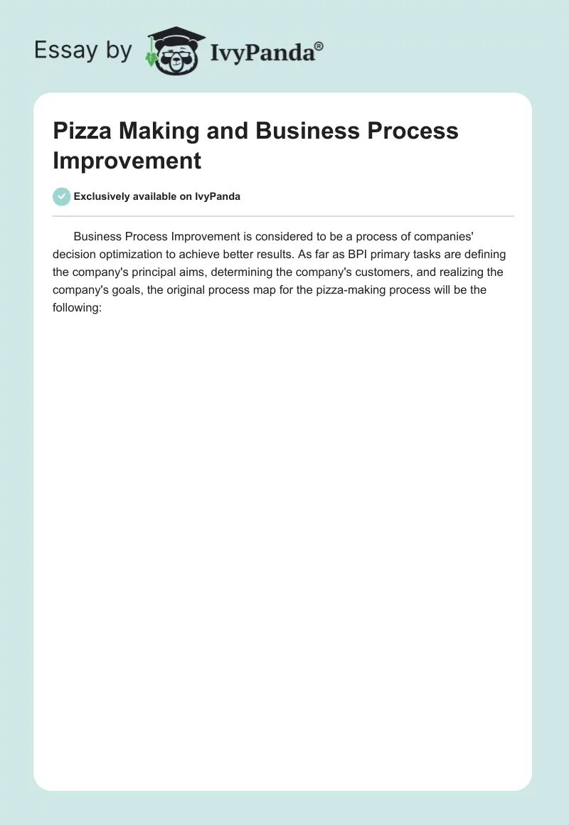 Pizza Making and Business Process Improvement. Page 1