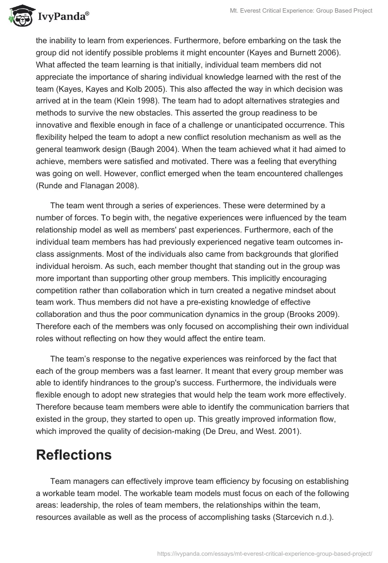 Mt. Everest Critical Experience: Group Based Project. Page 2