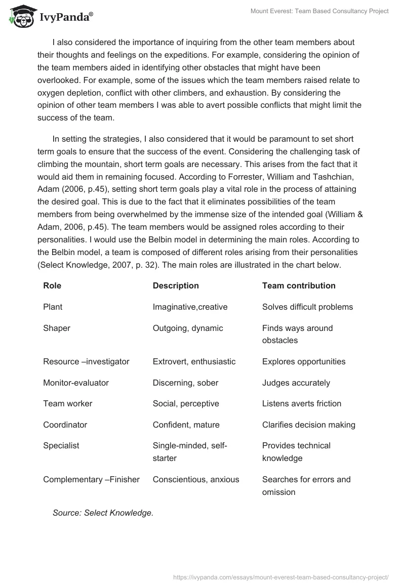 Mount Everest: Team Based Consultancy Project. Page 5