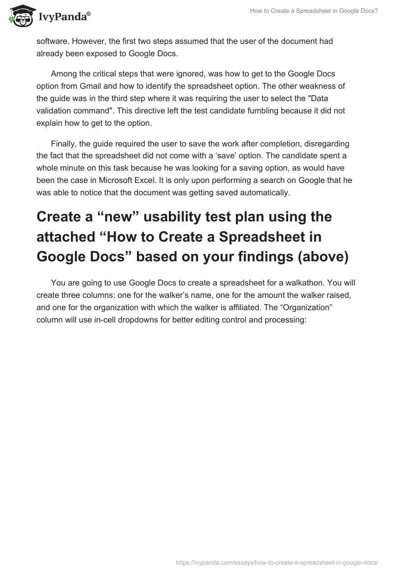 How to Create a Spreadsheet in Google Docs?. Page 2