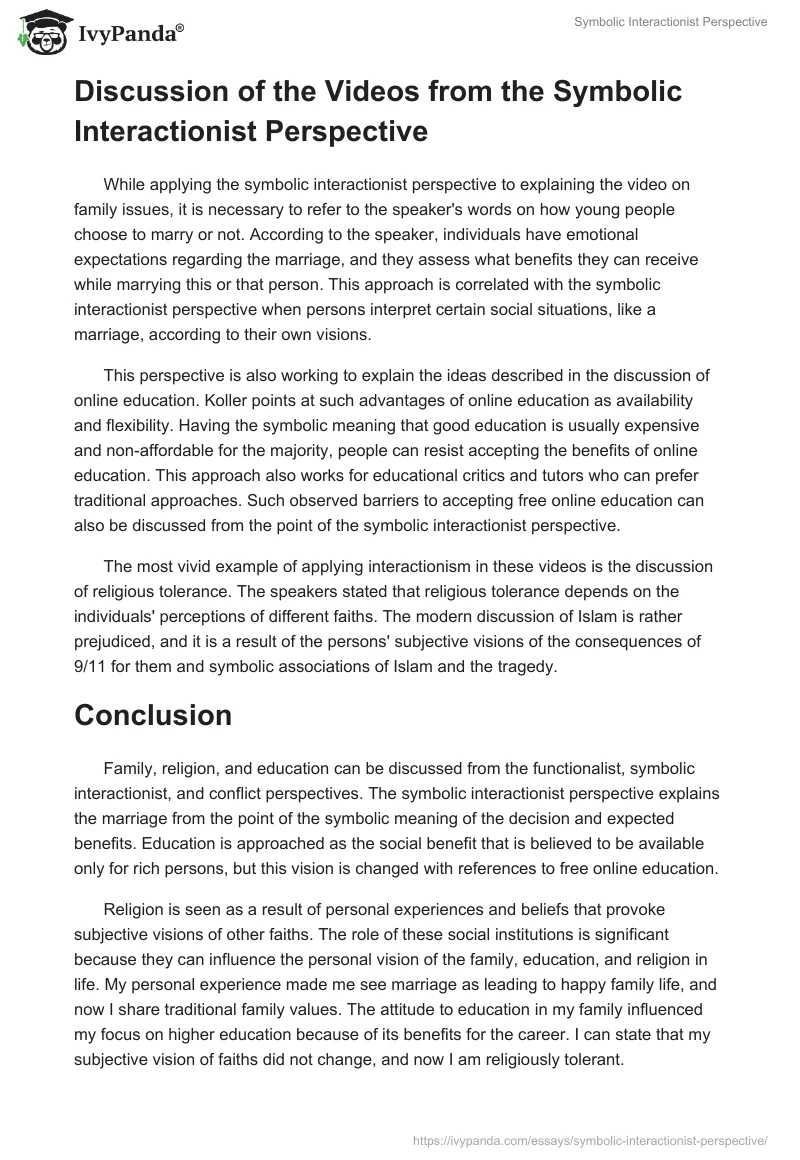 Symbolic Interactionist Perspective. Page 3