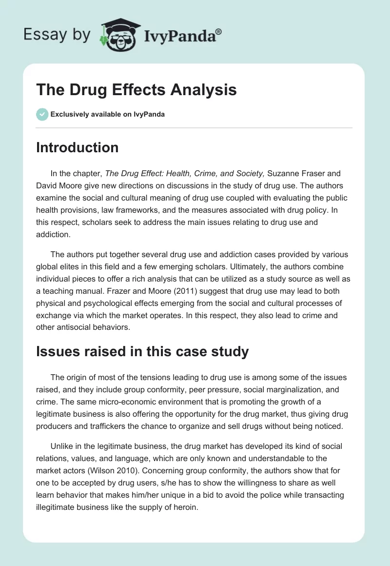 The Drug Effects Analysis. Page 1