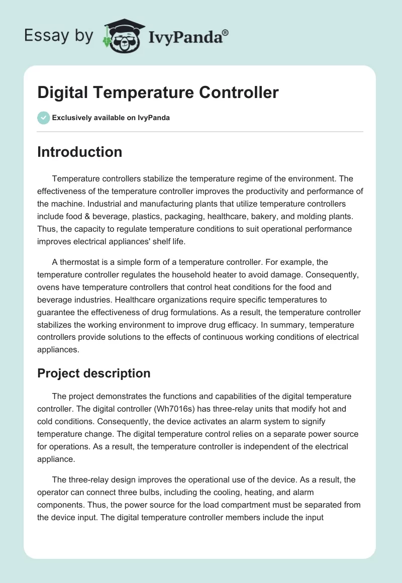 Digital Temperature Controller. Page 1