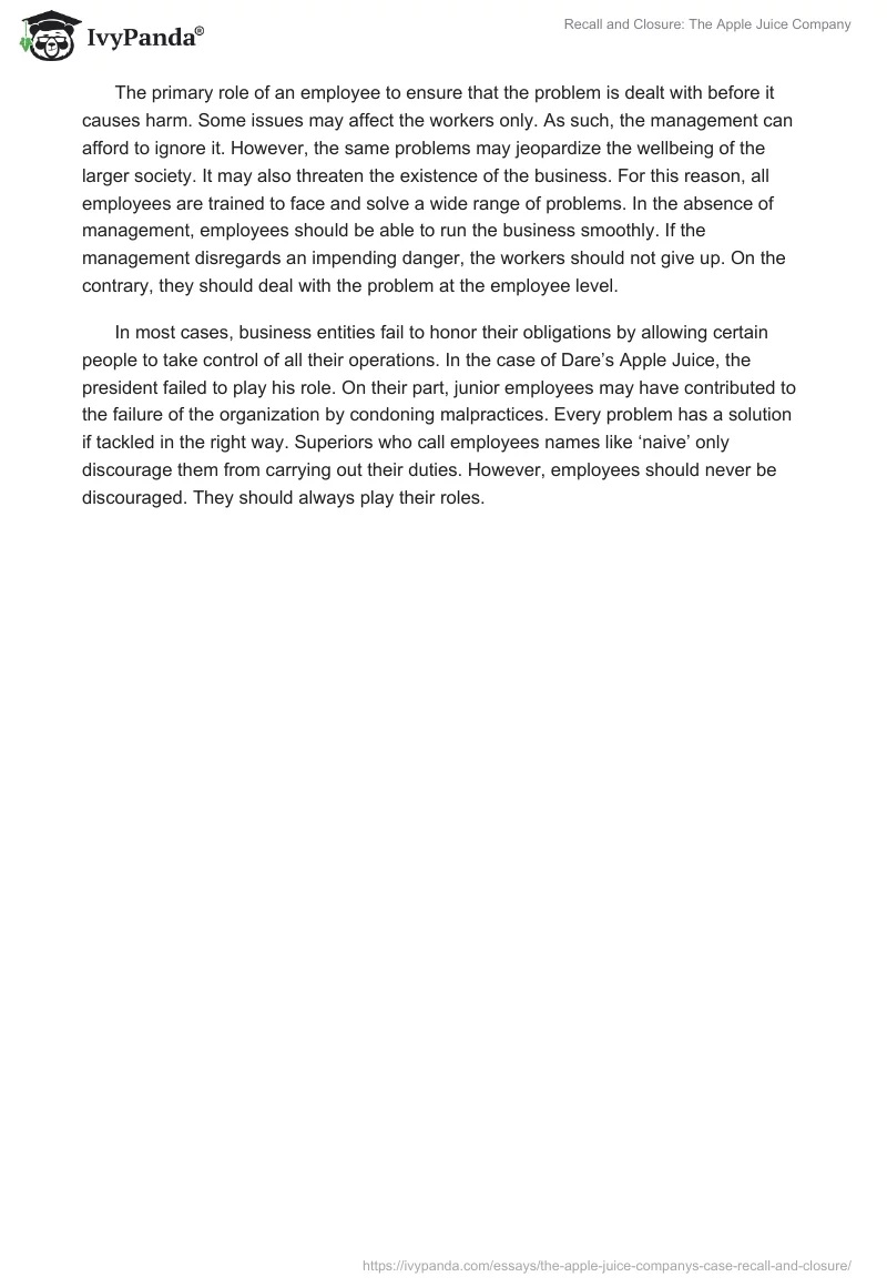 Recall and Closure: The Apple Juice Company. Page 4
