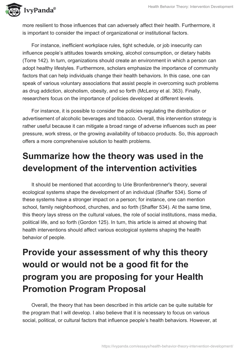 Health Behavior Theory: Intervention Development. Page 2