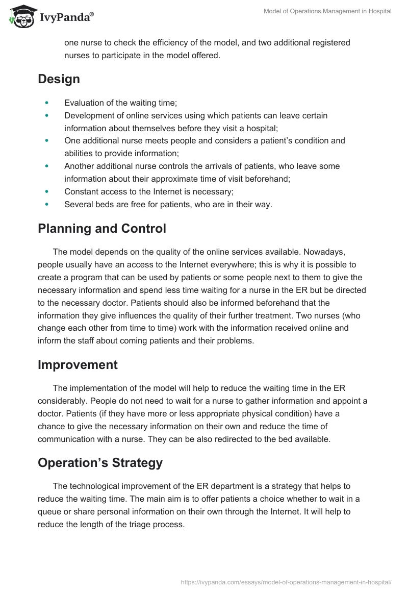 Model of Operations Management in Hospital. Page 2