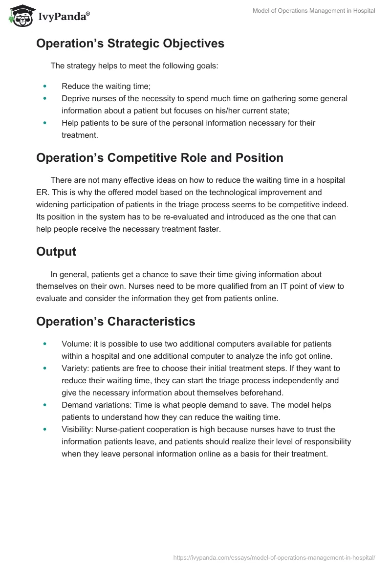 Model of Operations Management in Hospital. Page 3