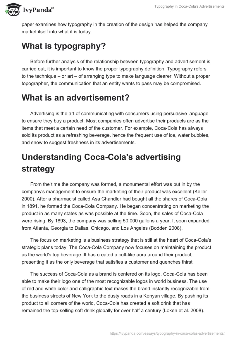 Typography in Coca-Cola's Advertisements. Page 2