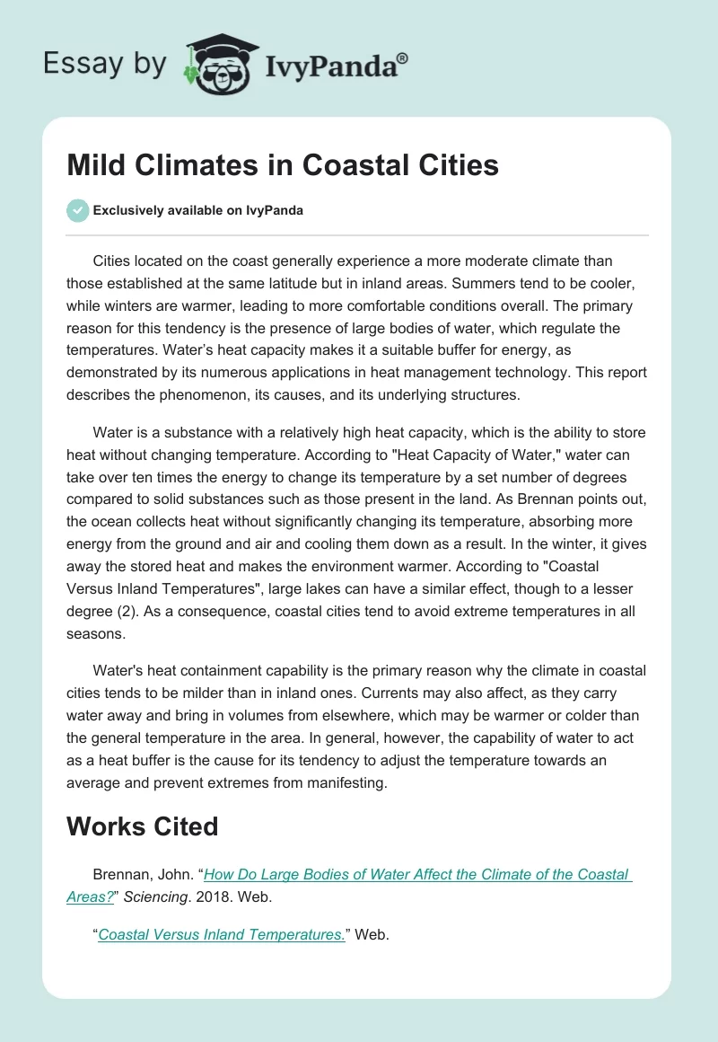 Mild Climates in Coastal Cities. Page 1