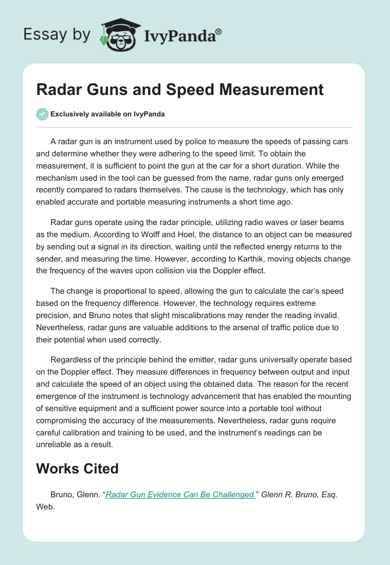 Radar Guns and Speed Measurement. Page 1