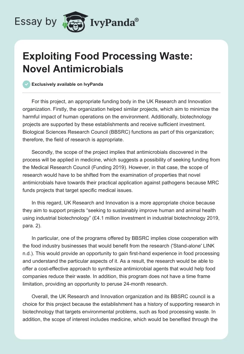 Exploiting Food Processing Waste: Novel Antimicrobials. Page 1