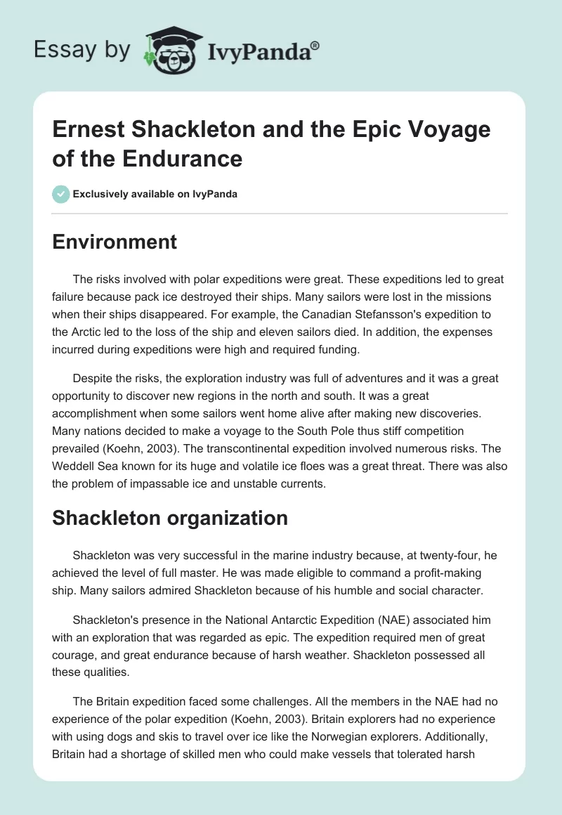 Ernest Shackleton and the Epic Voyage of the Endurance. Page 1