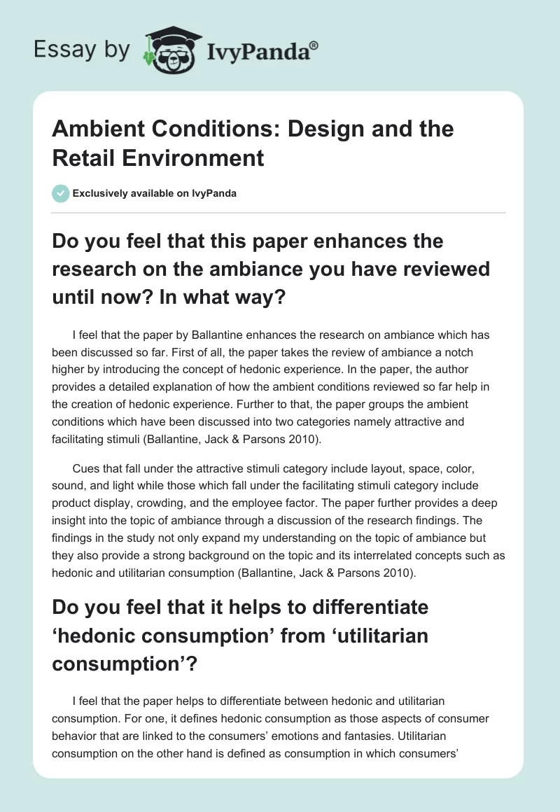 Ambient Conditions: Design and the Retail Environment. Page 1