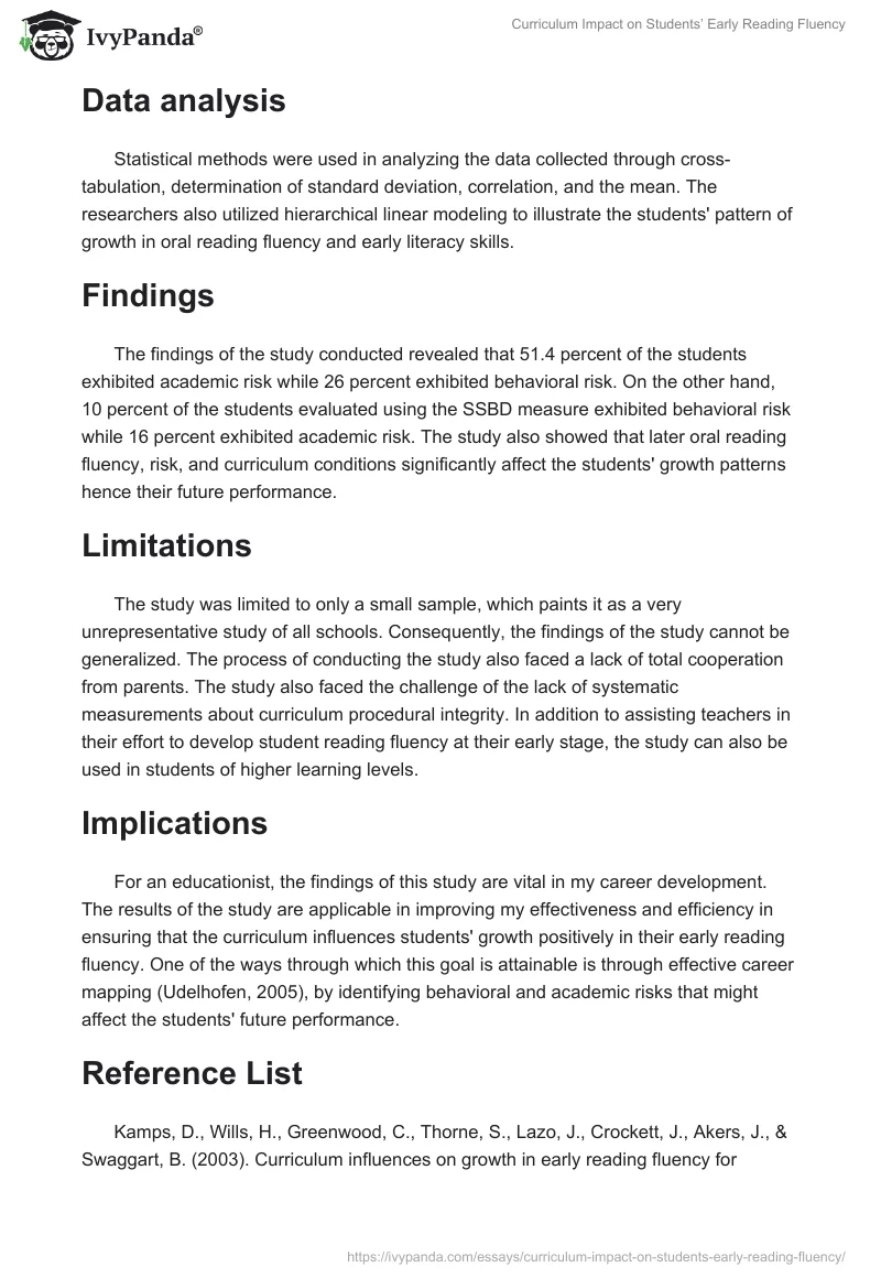 Curriculum Impact on Students’ Early Reading Fluency. Page 3