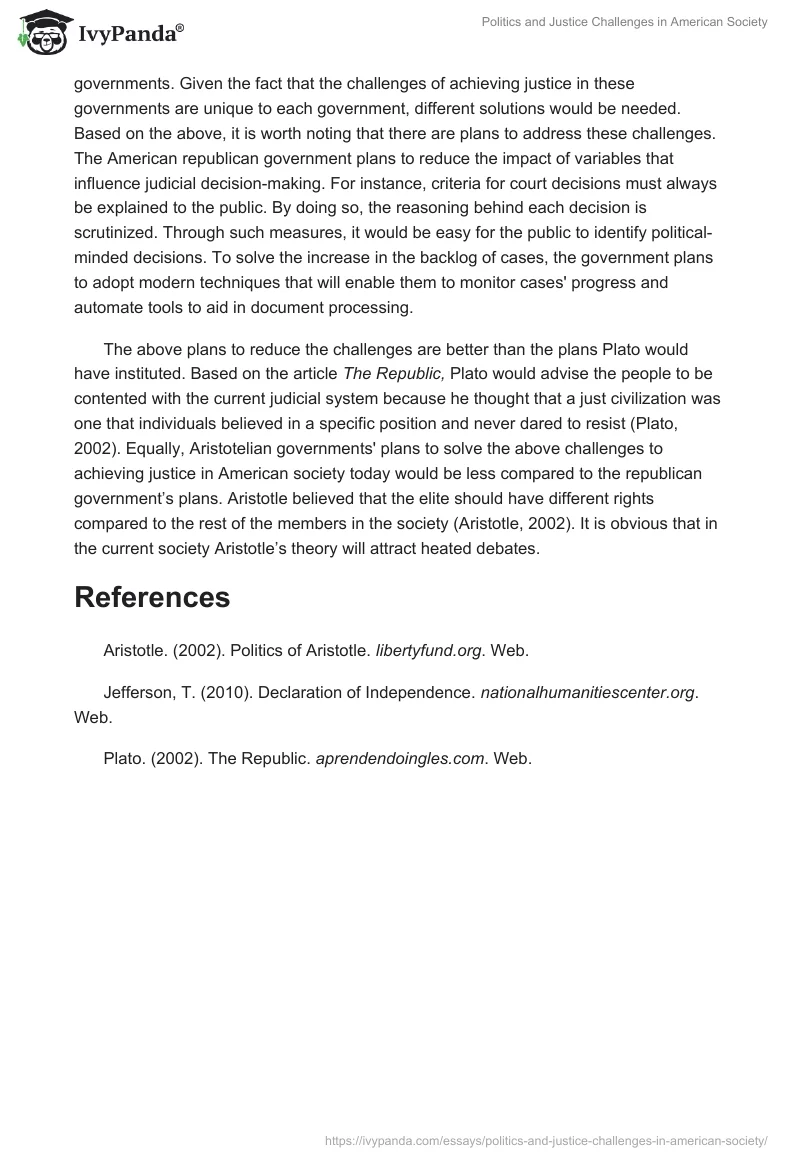 Politics and Justice Challenges in American Society. Page 2