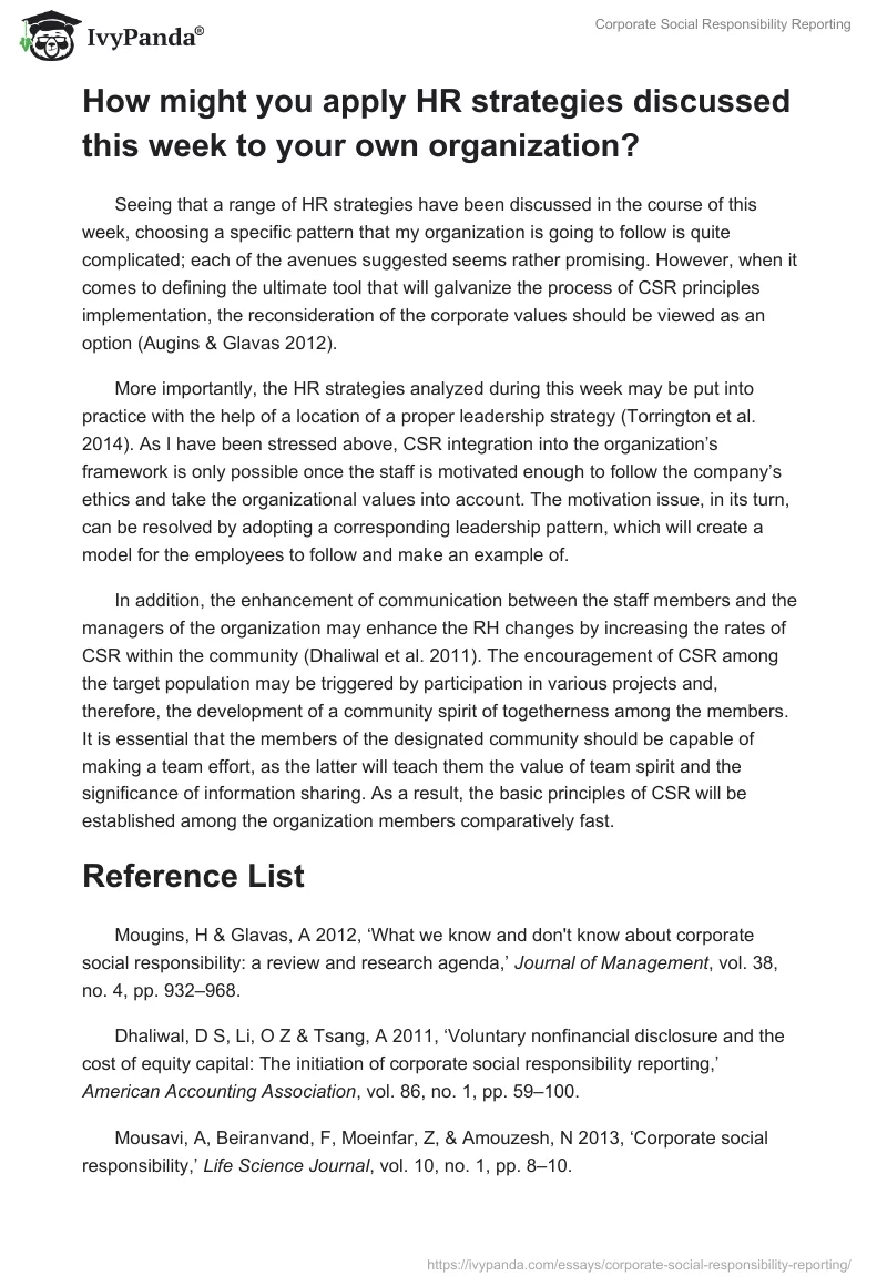 Corporate Social Responsibility Reporting. Page 2