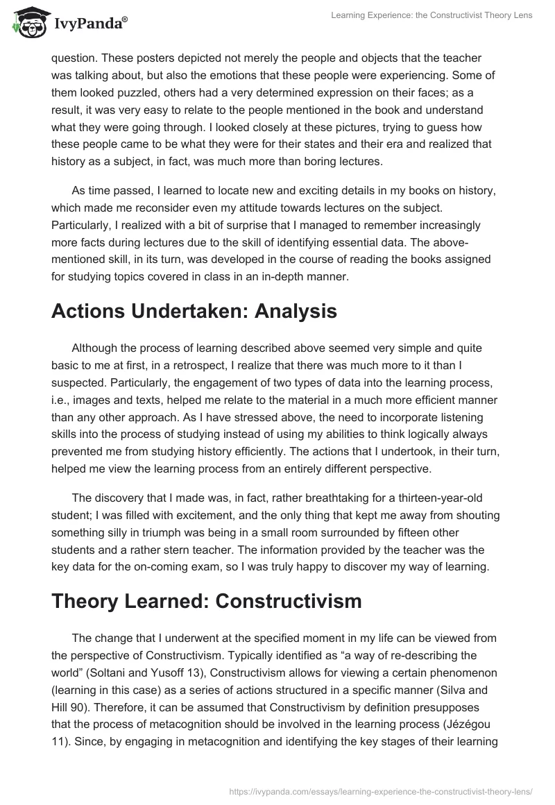 Learning Experience: the Constructivist Theory Lens. Page 2